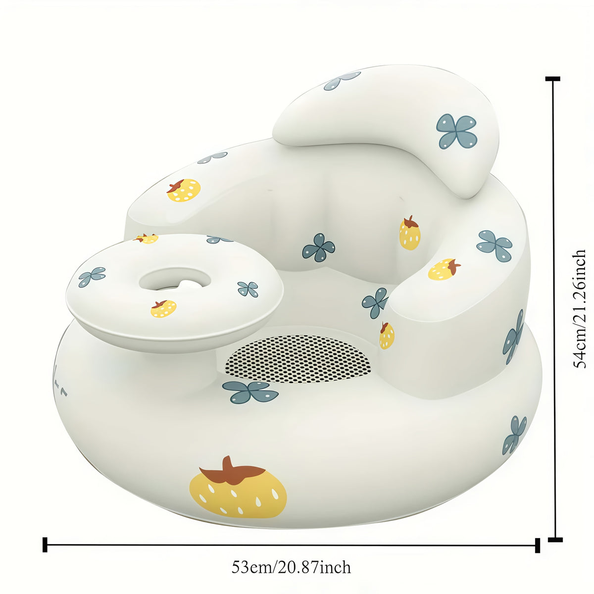 Baby Inflatable Chair with Built-In Air Pump and Tray – Portable, Comfortable Seat for Babies 3-36 Months, Ideal for Feeding, Travel, and Beach Use (Pumpkin Pattern)