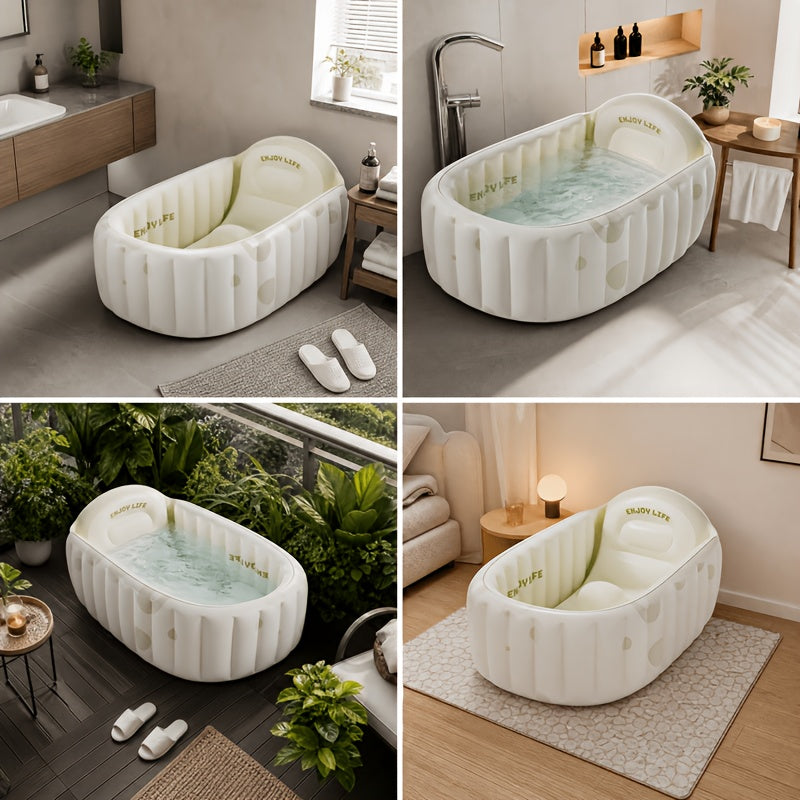 1pc 89cm/35.03inch Small Freestanding Inflatable Bathtub, Easy to Inflate, Easy to Store, Space-Saving, Perfect Choice for Patio Water Play or Bathing, Foldable for Storage - Portable
