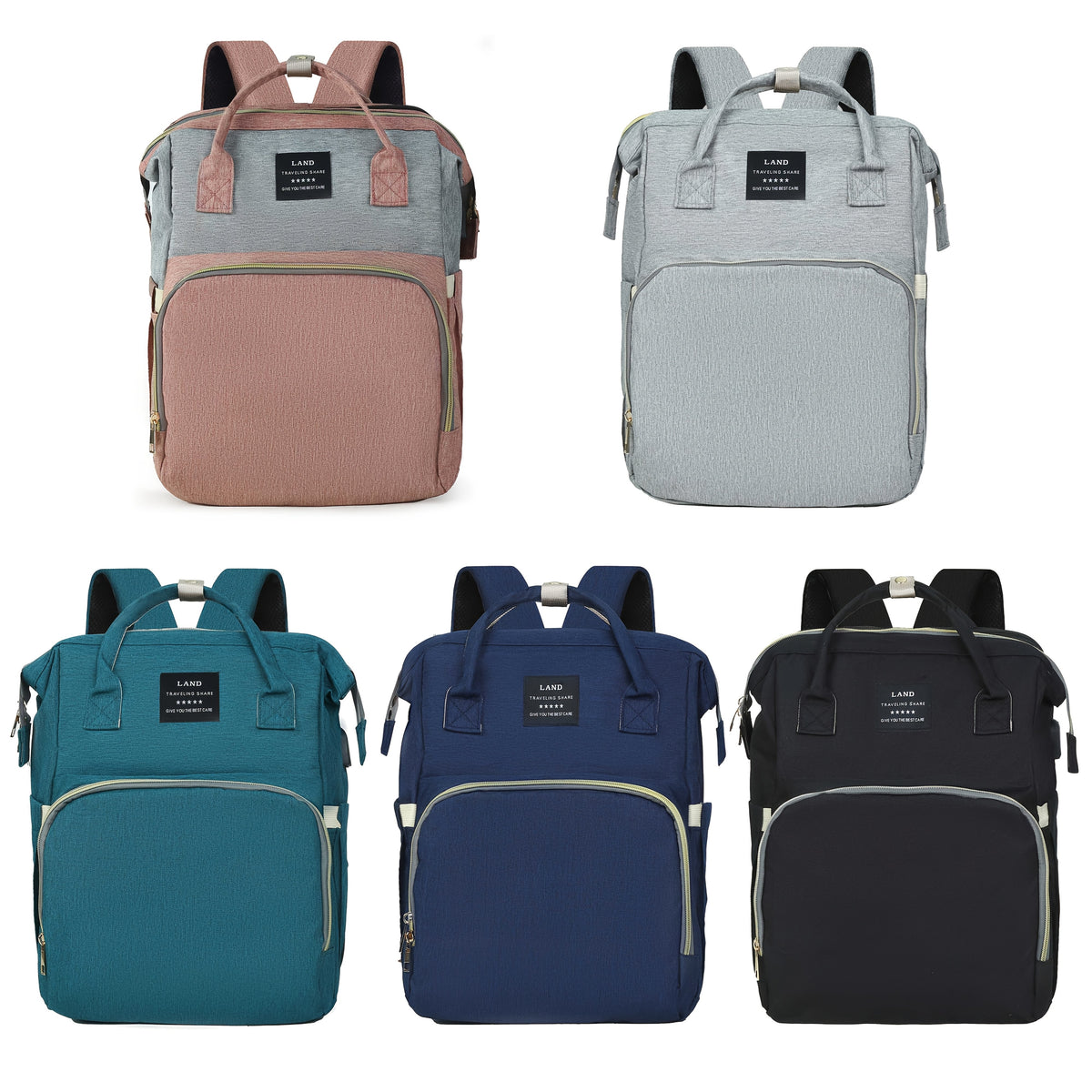 Large-Capacity Diaper Backpack with Portable Changing Station