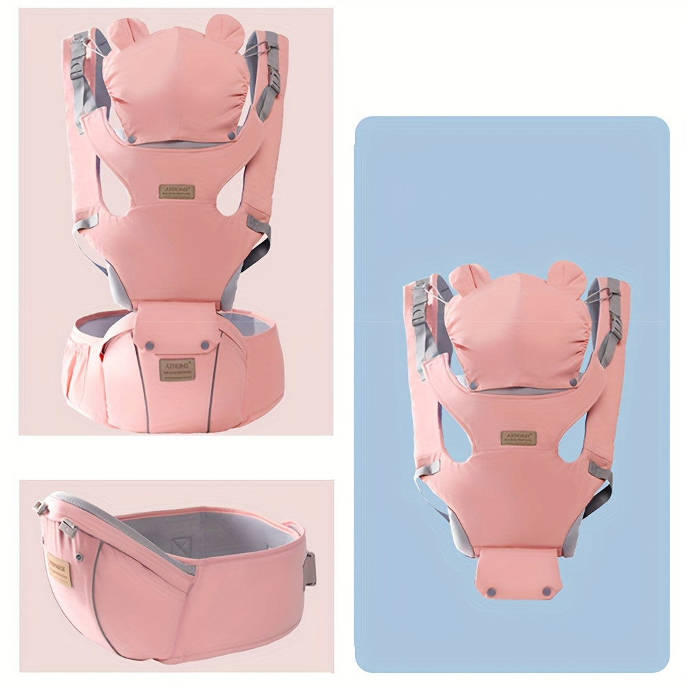 AINOMI 6-in-1 Baby Carrier with Hip Seat – Adjustable, Ergonomic, Breathable Mesh Design with Head Support for Newborns to Toddlers (0-48 Months; 3.18-20.41 KG), Detachable & Soft for Comfortable Babywearing