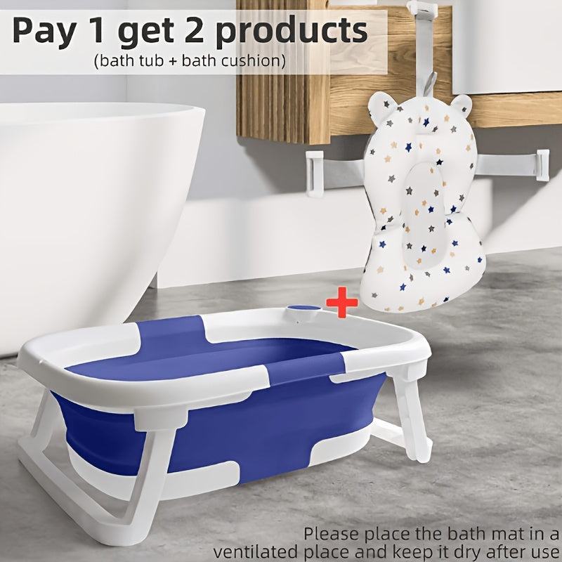 Portable Collapsible Baby & Infant Bath Tub with Cushion and Temperature Sensor – Grey & White