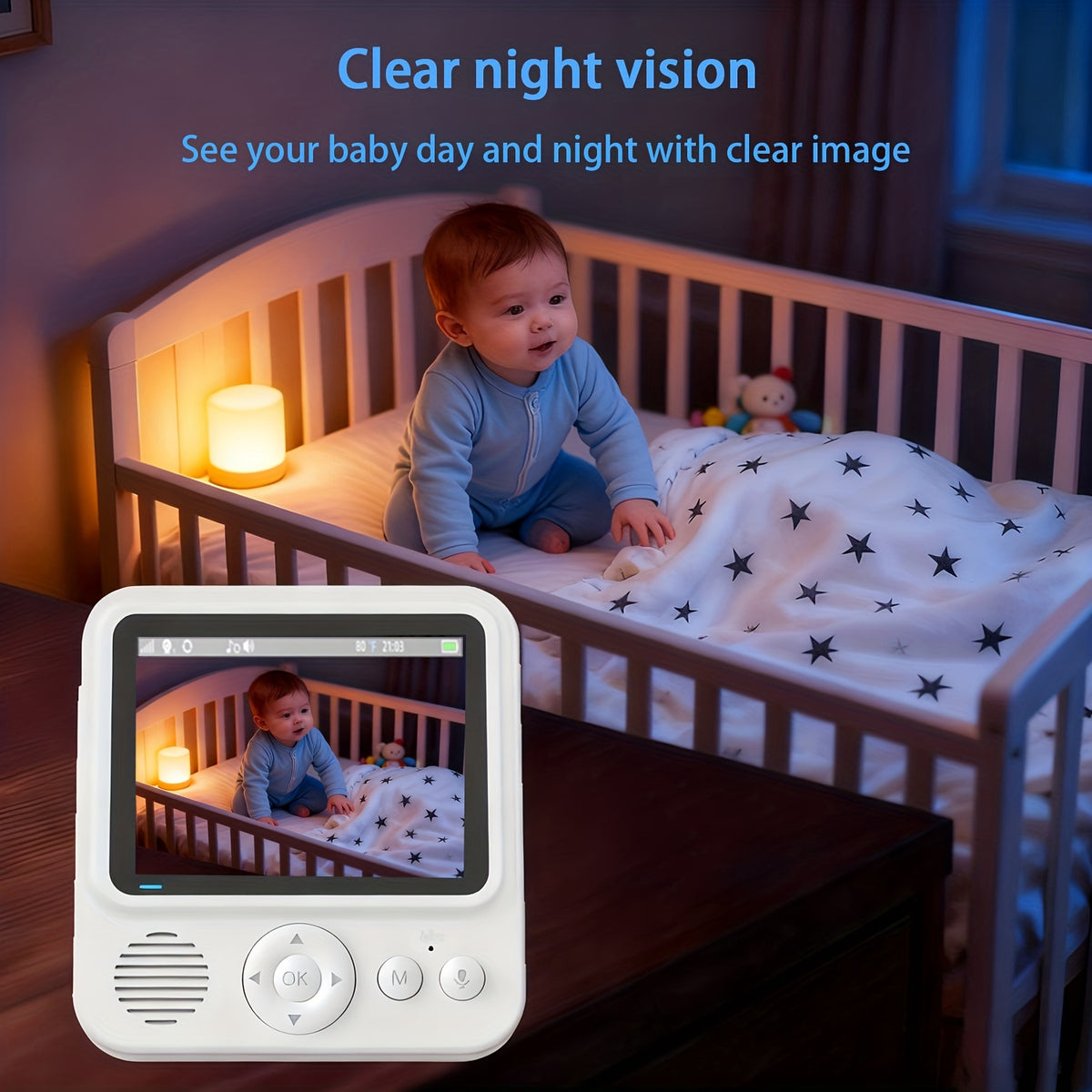 Anicebb Baby Video Monitor | 7.11cm IPS Screen | Two-Way Audio, Night Vision & Temperature Monitoring