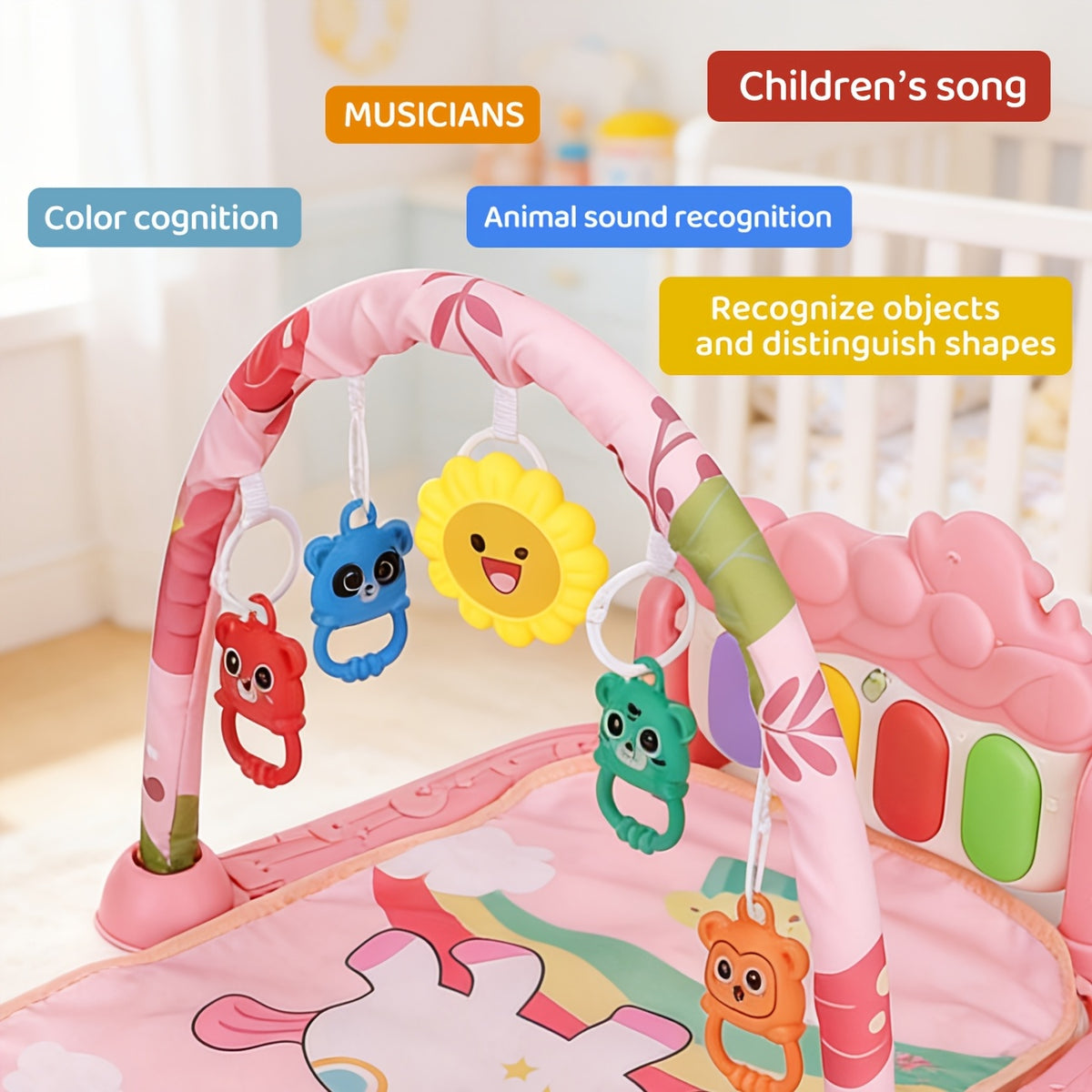 Musical Exercise Gym for Babies | 0-1 Year Old Foot Pedal Piano Play Mat | Interactive Children&