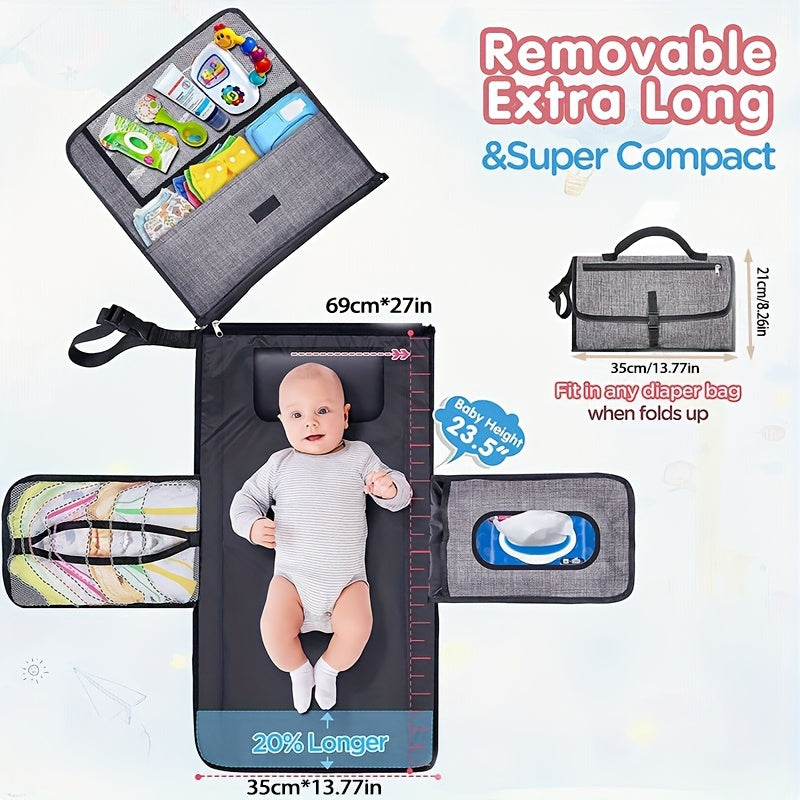 Portable Diaper Changing Pad with Wipes Pocket & Travel Station