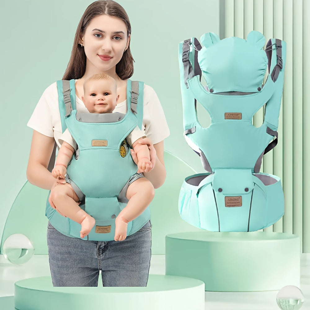 AINOMI 6-in-1 Baby Carrier with Hip Seat – Adjustable, Ergonomic, Breathable Mesh Design with Head Support for Newborns to Toddlers (0-48 Months; 3.18-20.41 KG), Detachable & Soft for Comfortable Babywearing