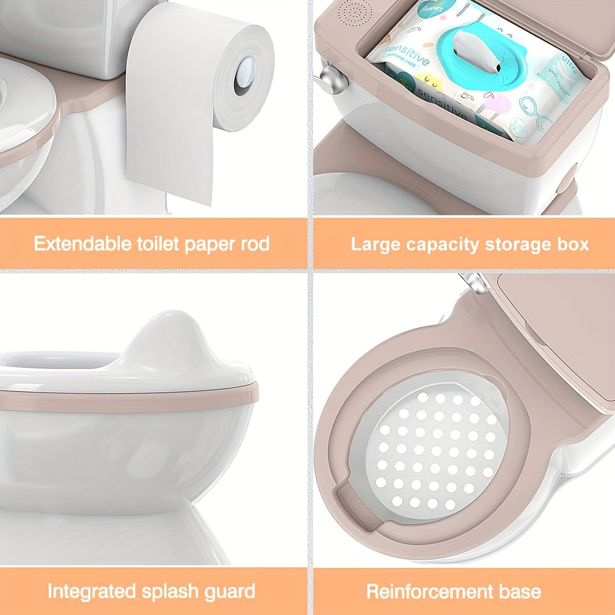 Realistic Baby Potty Training Seat with Wipes Storage