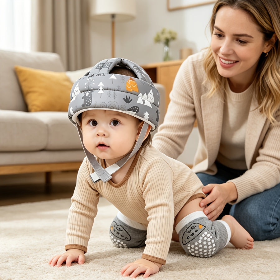 3-Piece Baby Walking Set, Adjustable Hat & Two Knee Pads