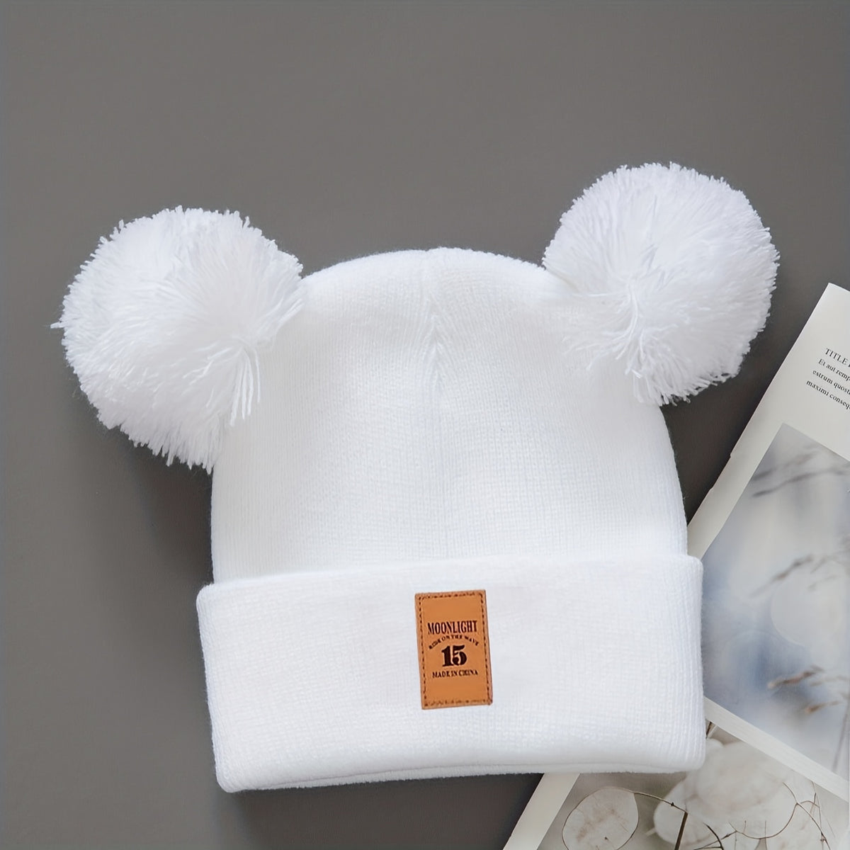 Baby Beanie Knit Hat Set | Faux Leather Label | Unisex All-Season Brimless Hat for 0–3 Years