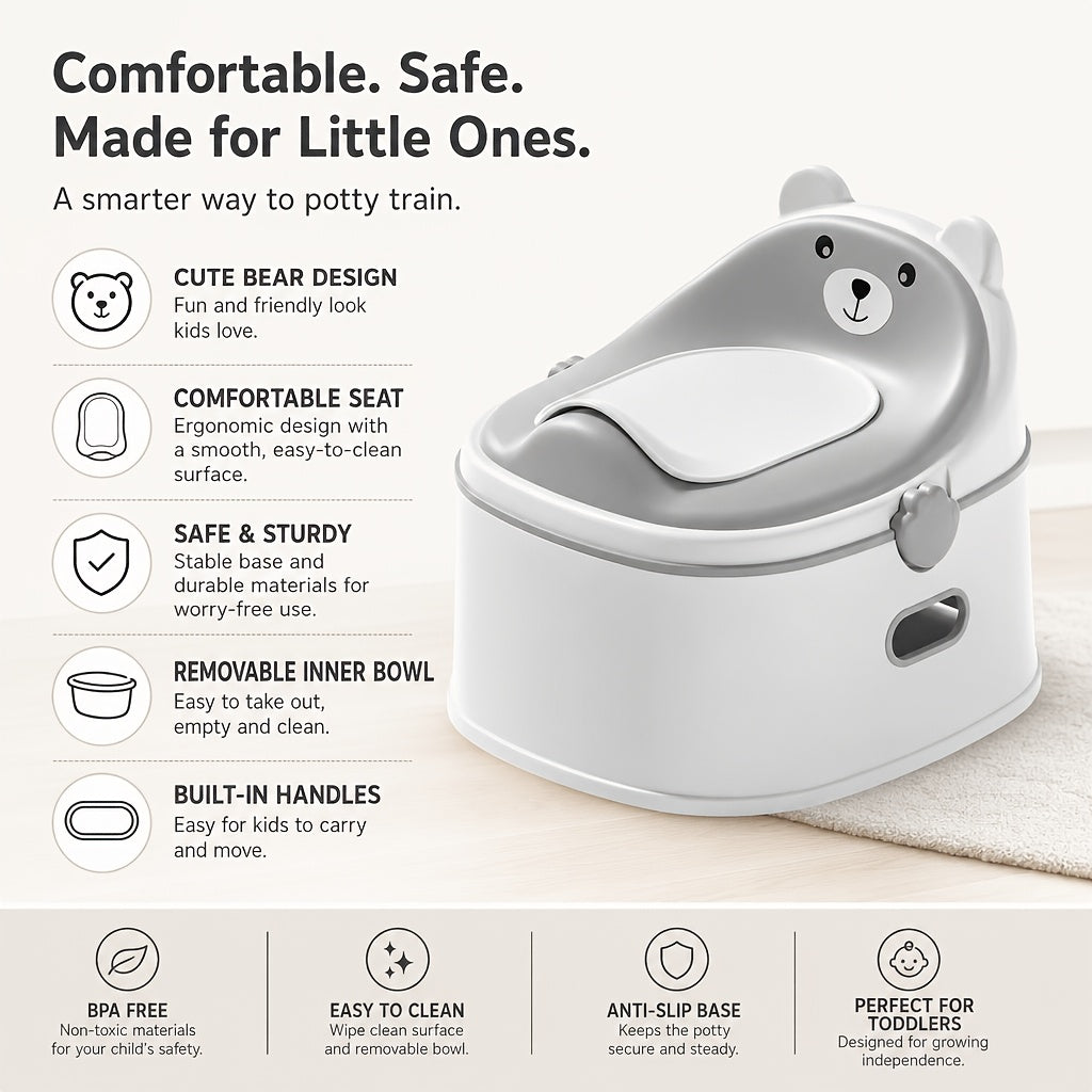 3-in-1 Bear Potty Training Seat, Toilet Insert & Step Stool