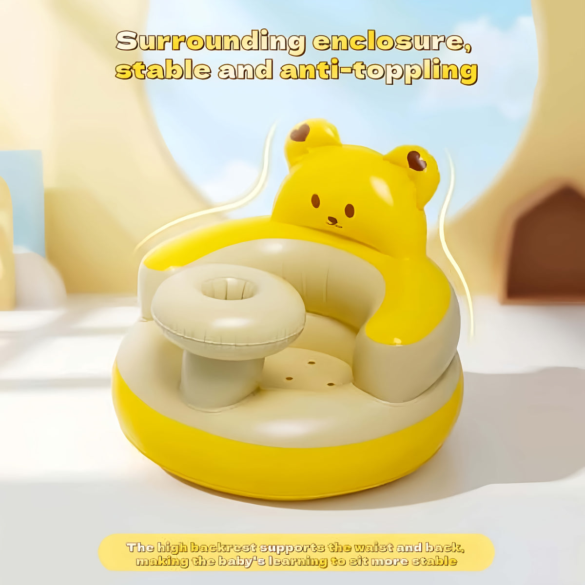 Inflatable Baby Seat with Built-in Pump Tray, Baby Sit Up Chair | Inflatable Baby Chair for Babies From 3 Months, Blow Up Baby Chair Bumbo Seat for Learning to Sit, Palying, Camping