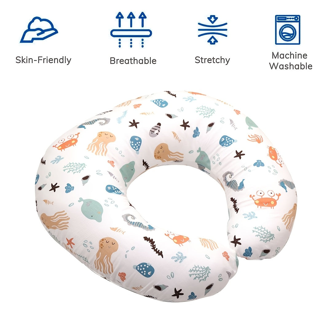 Baby Nursing Pillow with Removable Washable Cover, Soft Breathable Feeding Support Pillow for Breastfeeding, Bottle Feeding, Tummy Time &amp; Sitting