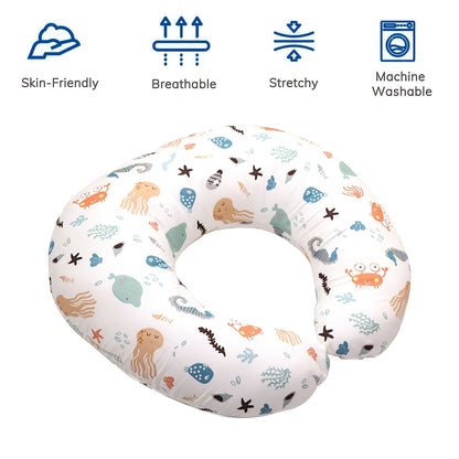 Baby Nursing Pillow with Removable Washable Cover, Soft Breathable Feeding Support Pillow for Breastfeeding, Bottle Feeding, Tummy Time &amp; Sitting
