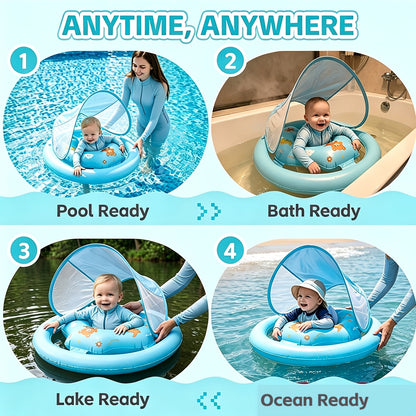 Cartoon Bear Inflatable Swimming Ring, Anti-Tipping Float, Pool Water Toy