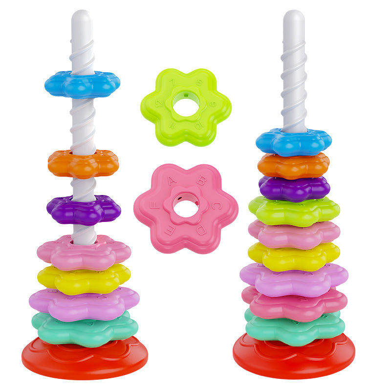 14-Piece Rainbow Rotating Tower Puzzle Toy | Stacking &amp; Colour Matching Game for Toddlers 12 Months+