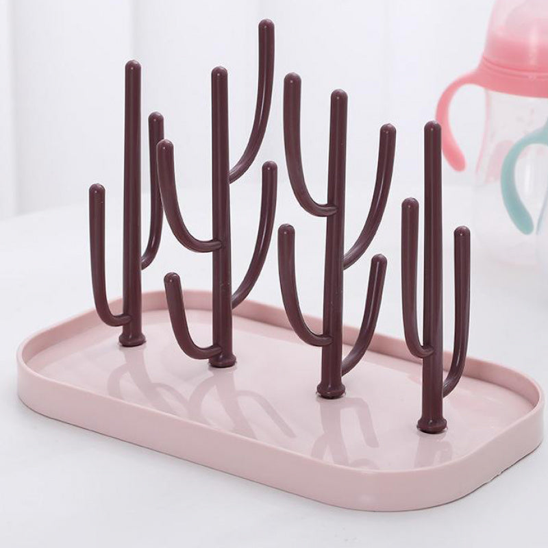 Large Capacity Drying Rack – Upright, Space-Saving Gray Bottle &amp; Cup Organizer with Drainage Function for Kitchen &amp; Bathroom