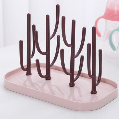Large Capacity Drying Rack – Upright, Space-Saving Gray Bottle &amp; Cup Organizer with Drainage Function for Kitchen &amp; Bathroom