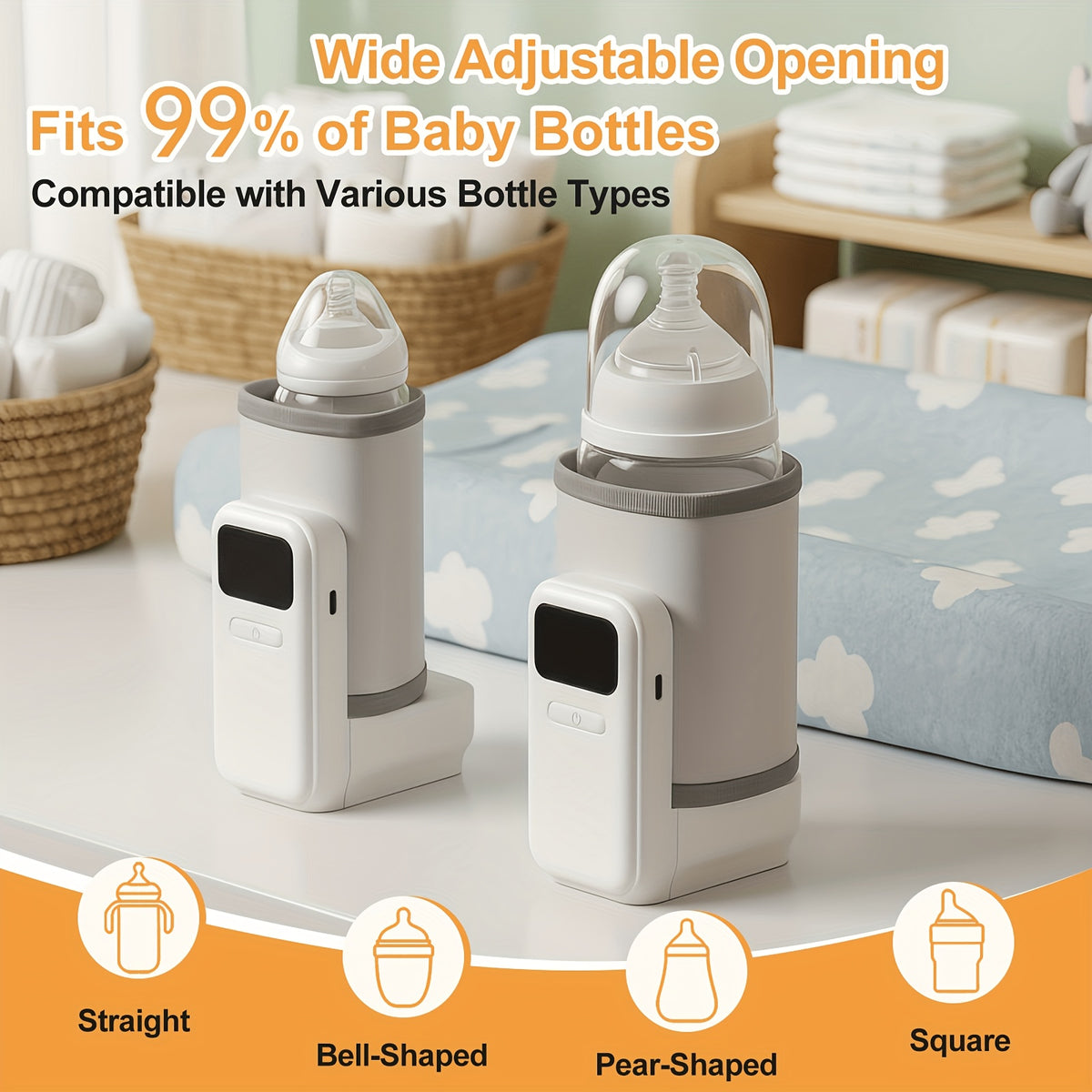 Portable Outdoor Baby Bottle Warmer with Fast-Charging 5000mAh Battery, Digital Display, Suitable for Breast Milk &amp; Formula, Ideal for Travel, Public Places, and Outdoor Feeding