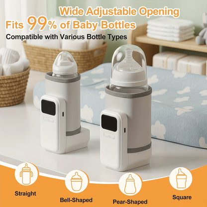 Portable Outdoor Baby Bottle Warmer with Fast-Charging 5000mAh Battery, Digital Display, Suitable for Breast Milk &amp; Formula, Ideal for Travel, Public Places, and Outdoor Feeding
