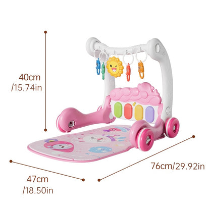 3-in-1 STEM Animal Astronaut Walker &amp; Piano Gym | Light-Up Music Play Mat &amp; Sensory Toy | Battery-Powered (Batteries Not Included) | Soft Material | Infant Prone Training Gift