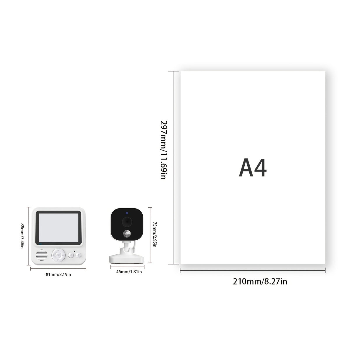 Anicebb Baby Video Monitor | 7.11cm IPS Screen | Two-Way Audio, Night Vision &amp; Temperature Monitoring