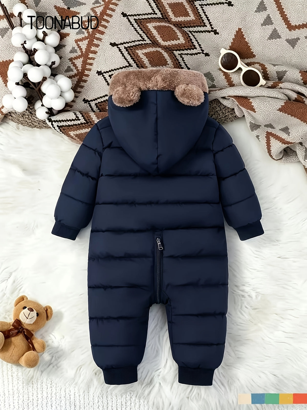 1pc Winter One-Piece Suit Little Bear Fleece Thick Warm Outdoor Snow Suit Cold-Proof Clothing Trendy Christmas Thanksgiving Halloween Gift For, for Outdoor
