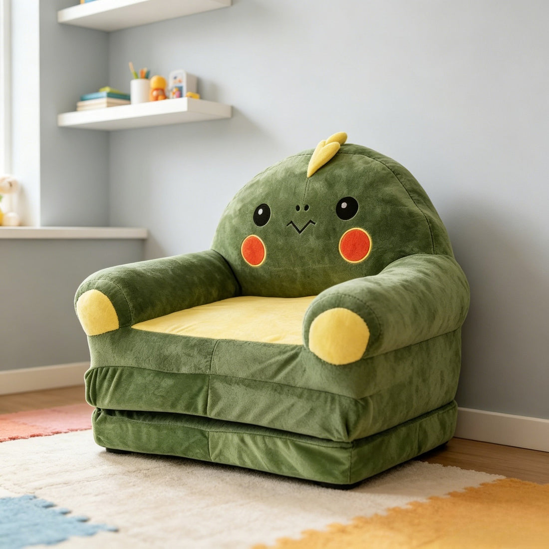 Dinosaur Folding Lounge Chair, Single-Person Sofa for Sitting &amp; Reclining