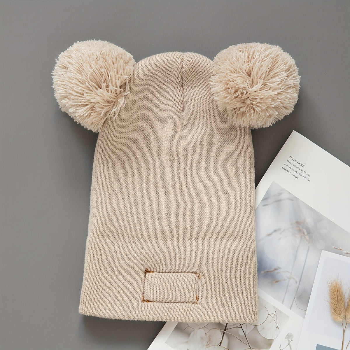 Baby Beanie Knit Hat Set | Faux Leather Label | Unisex All-Season Brimless Hat for 0–3 Years