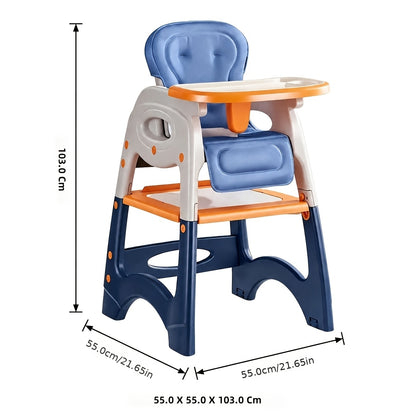 3-in-1 Convertible Baby High Chair with Building Block Baseplate | Toddler Feeding &amp; Play Seat