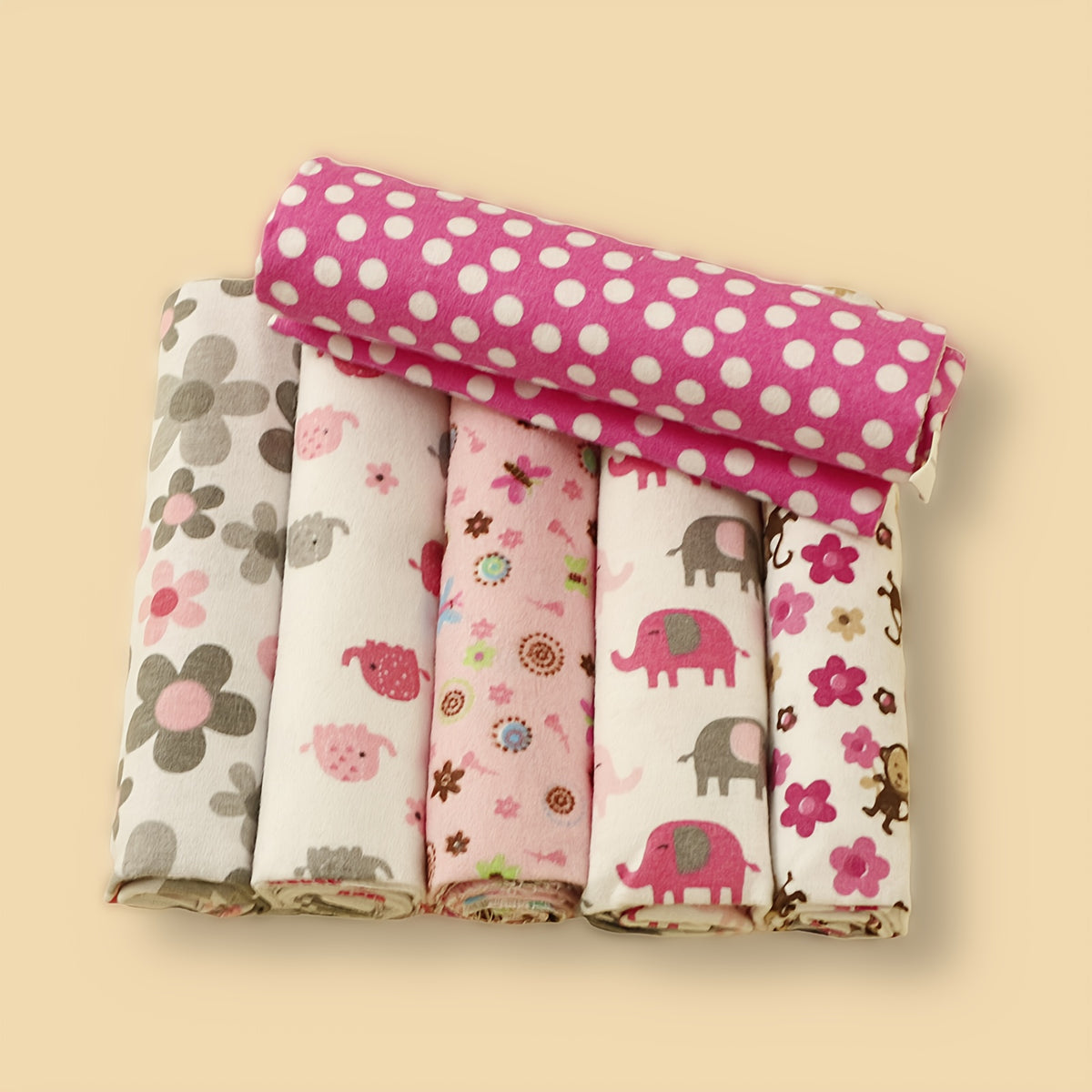 6-Piece Baby Blanket Set, Soft Polyester Swaddling Blankets
