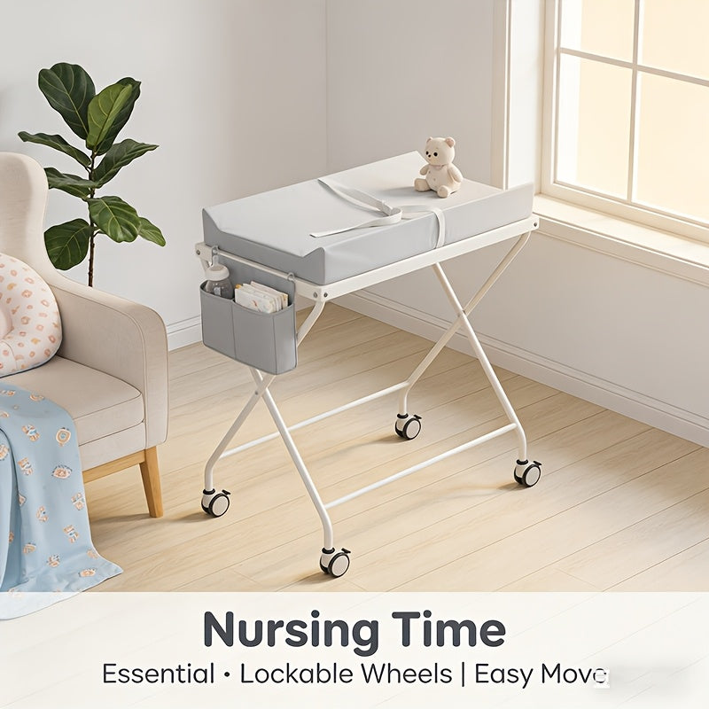 Portable Tabletop Diaper Changing Pad with Seat Belt, Waterproof &amp; Non-Slip