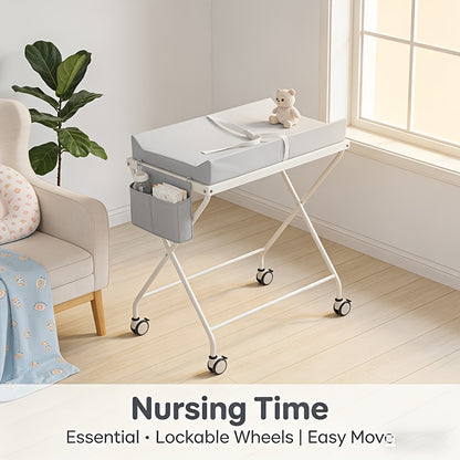 Portable Tabletop Diaper Changing Pad with Seat Belt, Waterproof &amp; Non-Slip
