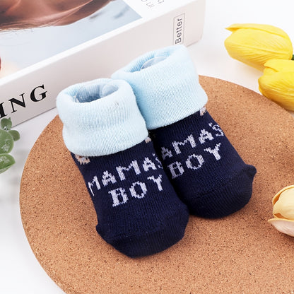 3 Pairs Baby Socks Set – Bow Tie Shoelace Design, Letter &amp; Stripe Patterns, Cute and Comfortable Flip-Over Socks for Children