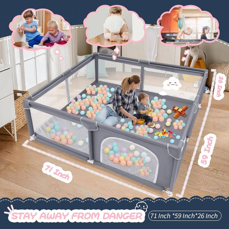 Playpen and Playard, Large Pens and Toddlers, Portable Fence Area Toddlers and Pets to Indoor and Outdoor Use 180.34x149.86 cm,