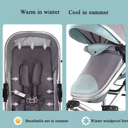 Babyworld Modern Stroller Travel System Convertible Pram with 5-Point Harness