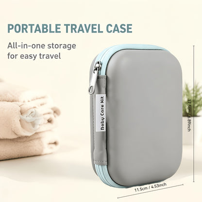 9pcs Newborn Baby Grooming Kit with Portable Case – Complete Infant Care Set for Boys &amp; Girls includes Hair Brush, Nail Clipper, Comb in White &amp; Grey – Essentials for Travel, Bathing, and Skincare Routine
