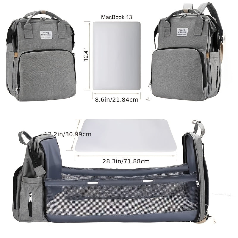Convertible Diaper Backpack with Foldable Travel Bed &amp; Bassinet Station