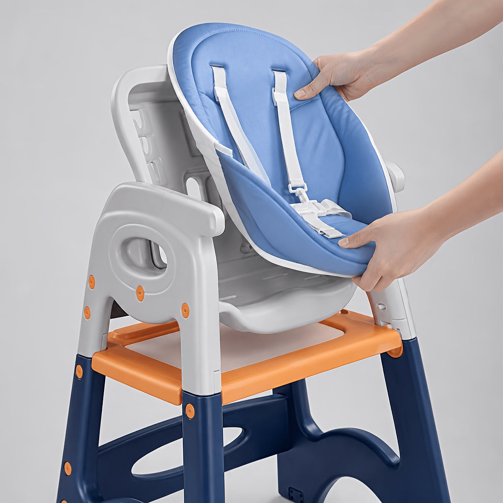3-in-1 Convertible Baby High Chair with Building Block Baseplate | Toddler Feeding &amp; Play Seat