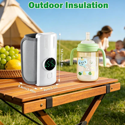 Portable Travel-Friendly Bottle Warmer | Battery-Powered with Temperature Display for On-The-Go Feeding