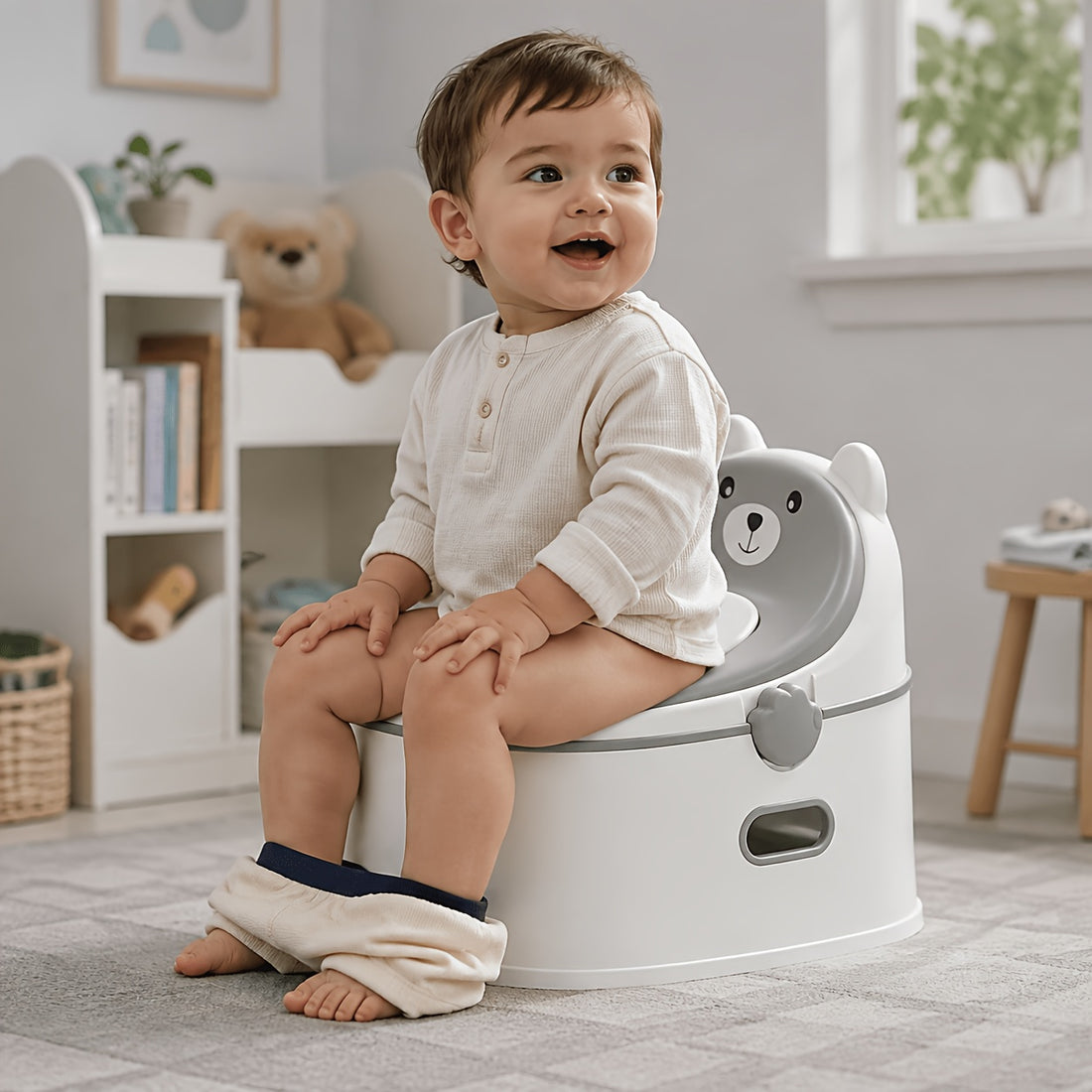 3-in-1 Bear Potty Training Seat, Toilet Insert &amp; Step Stool