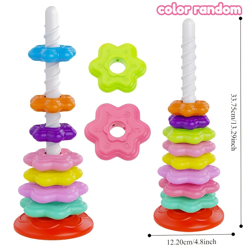Rainbow Spinning Tower Toy | 10-Piece Stacking &amp; Colour Matching Game for 12 Months+