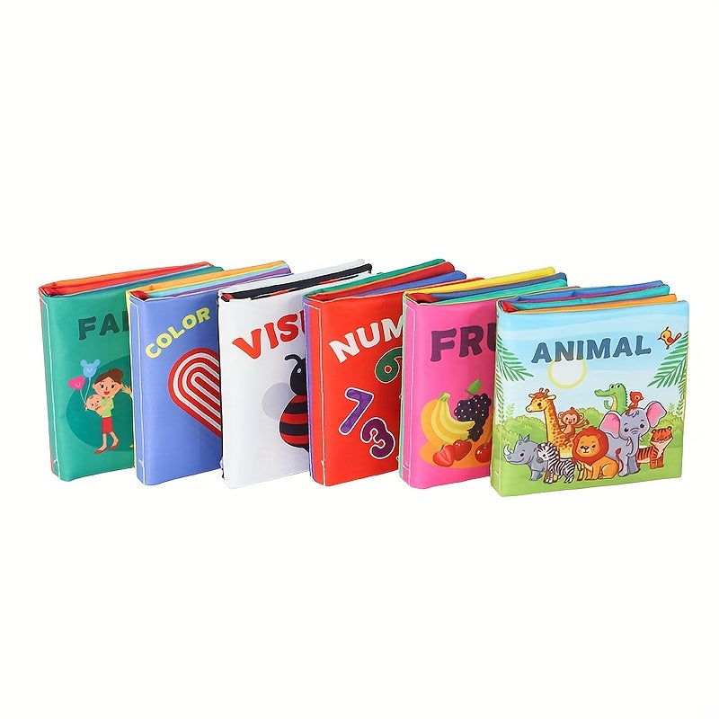 Six-Pack Cloth Books Set – 6 Colorful Volumes for Early Learning &amp; Cognitive Development, Baby Sensory Toys with Bright Patterns, Perfect for Boys &amp; Girls, Ideal Kindergarten Starter Gifts &amp; Holiday Presents for Christmas, Halloween, Thanksgiving