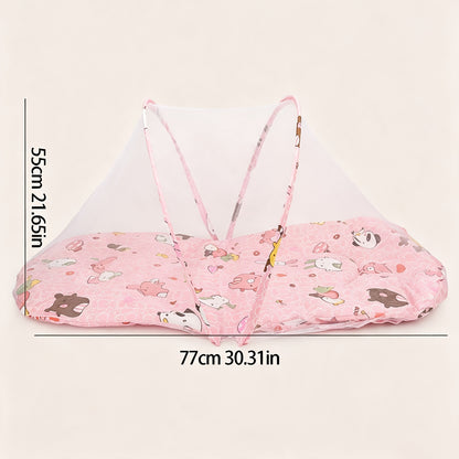 Baby Folding Mosquito-Proof Bed with Small Pad Set, Portable Outdoor Baby Bed Full-Coverage Mosquito Net, Baby Travel Bed Car Use Infant Mosquito Net