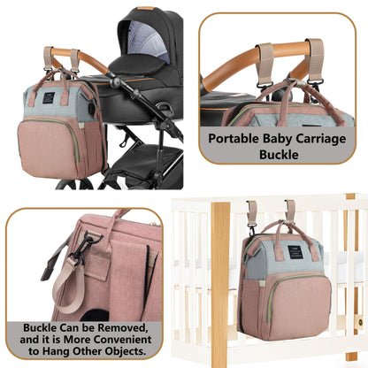 Large-Capacity Diaper Backpack with Portable Changing Station