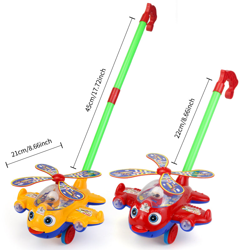 Fan Blade Rotating Wing Airplane-Shaped Push-Pull Toy Car, Early Education Walking Stick Toy, Interactive Indoor Outdoor Entertainment, Perfect Birthday, Christmas, Halloween, Thanksgiving Gift