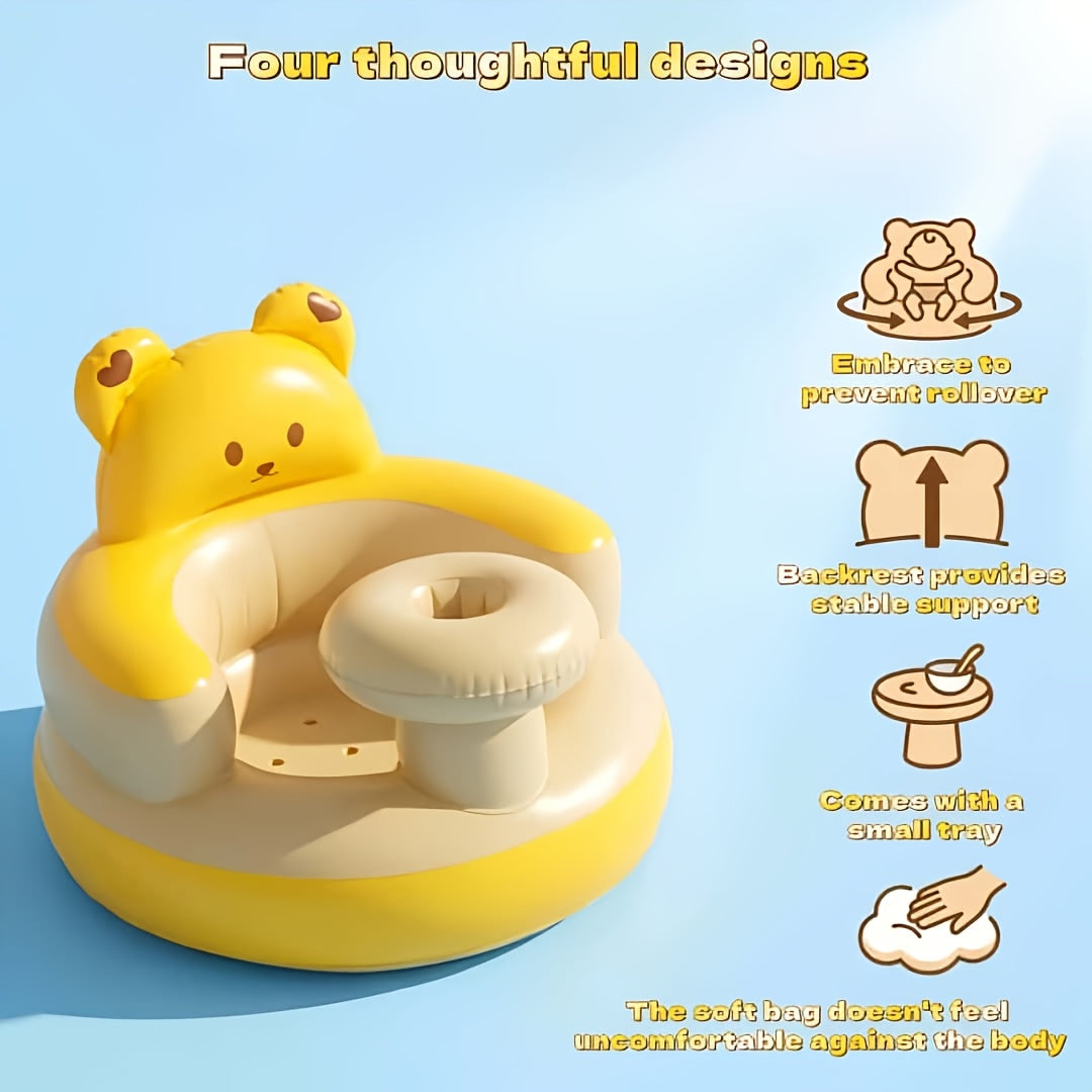 Inflatable Baby Seat with Built-in Pump Tray, Baby Sit Up Chair | Inflatable Baby Chair for Babies From 3 Months, Blow Up Baby Chair Bumbo Seat for Learning to Sit, Palying, Camping