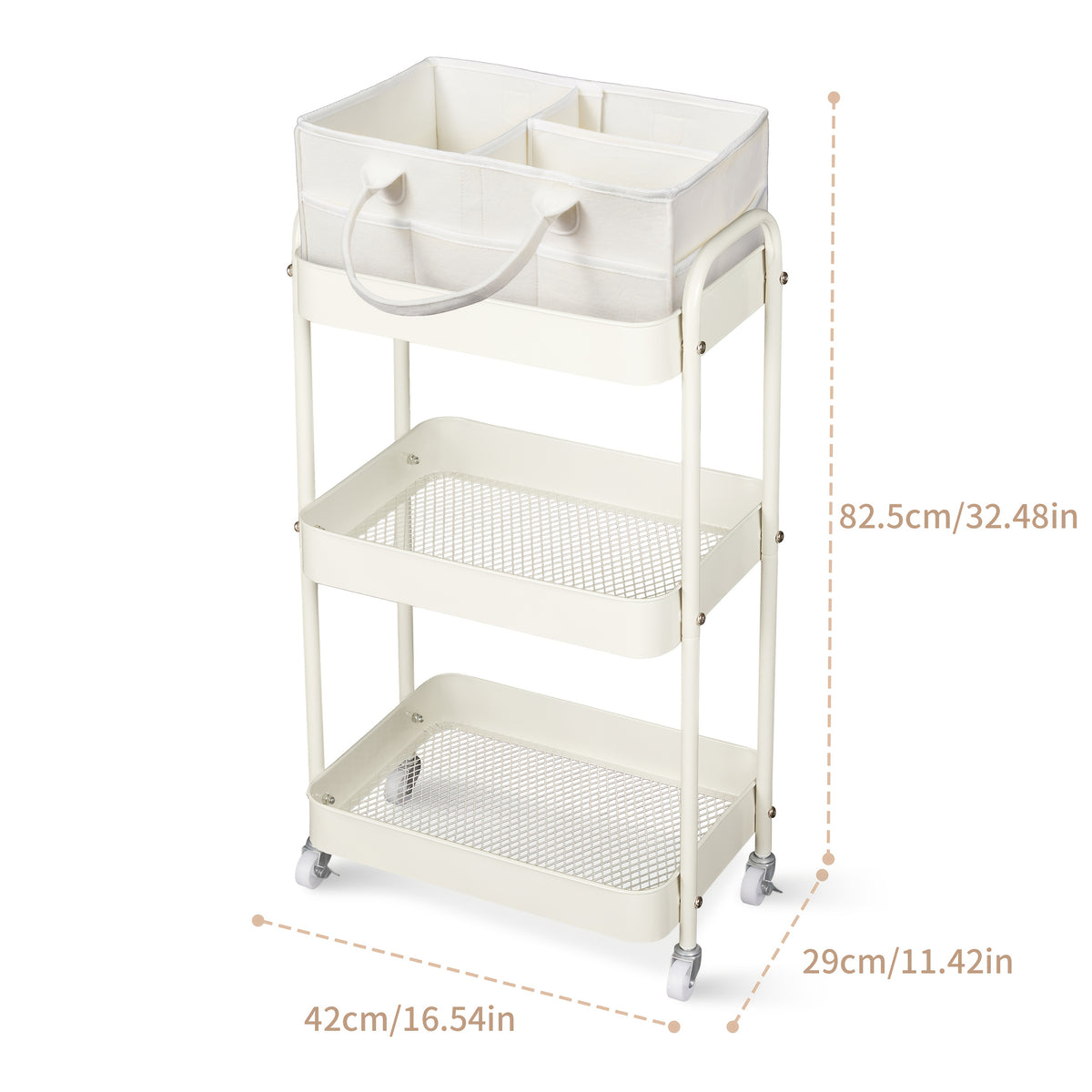 FORTELLA 3-Tier Rolling Diaper Caddy with Drawers, Dividers &amp; Wheels