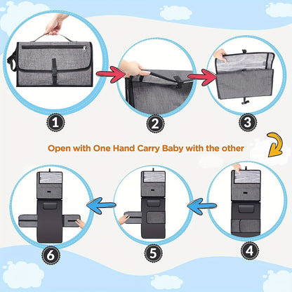 Portable Diaper Changing Pad with Wipes Pocket &amp; Travel Station