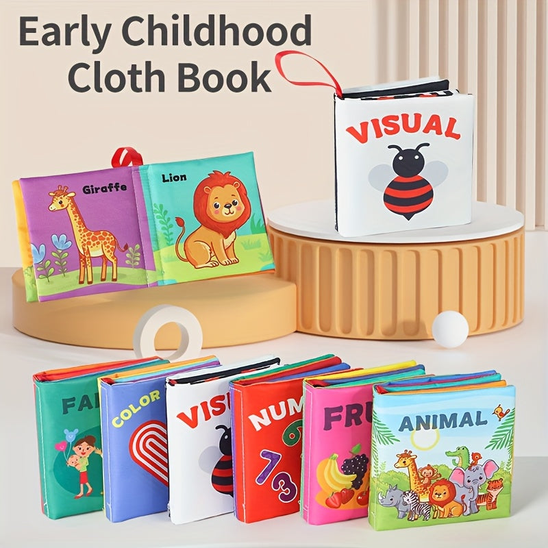 Six-Pack Cloth Books Set – 6 Colorful Volumes for Early Learning &amp; Cognitive Development, Baby Sensory Toys with Bright Patterns, Perfect for Boys &amp; Girls, Ideal Kindergarten Starter Gifts &amp; Holiday Presents for Christmas, Halloween, Thanksgiving