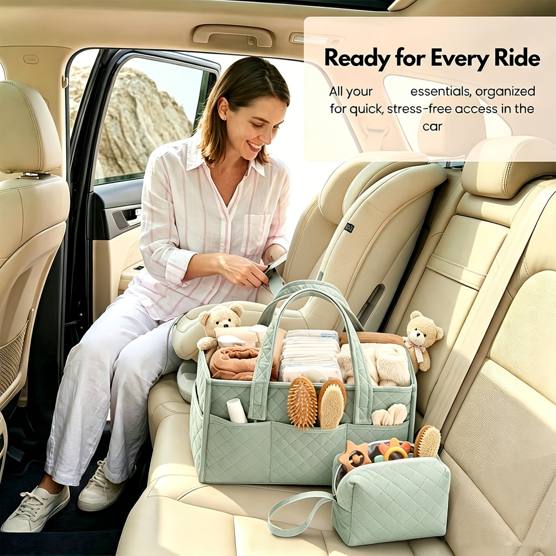 Portable Diaper Storage Basket with Multi-Compartment Organizer
