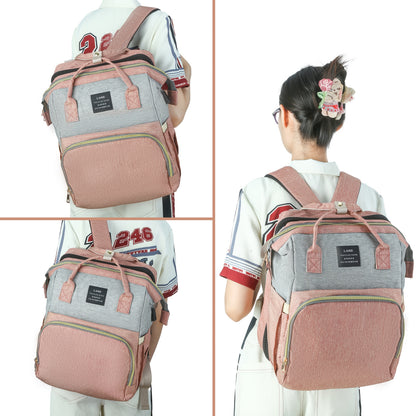 Large-Capacity Diaper Backpack with Portable Changing Station